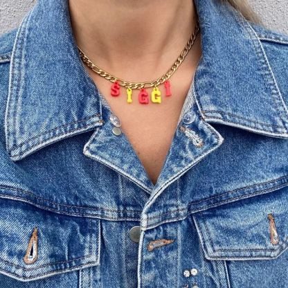 [Copy]Colorful Pearl Beads Chain Necklace Personalized Name Necklace For Kids 