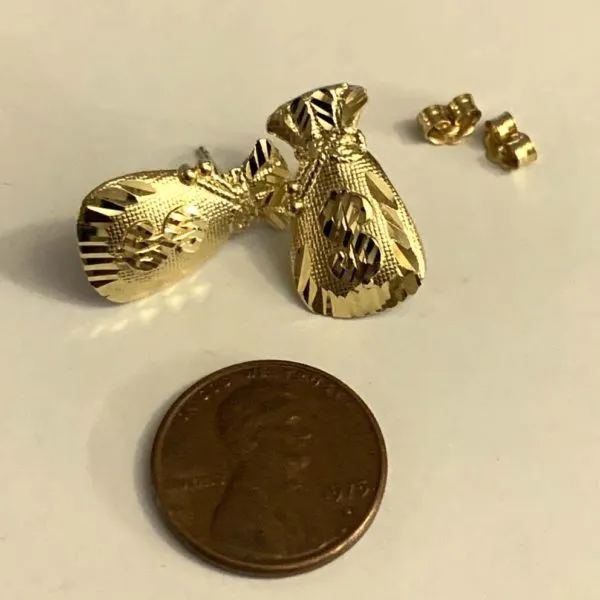 [Copy]Diamond Cut Nugget Earrings Gold Plated Stud Earrings