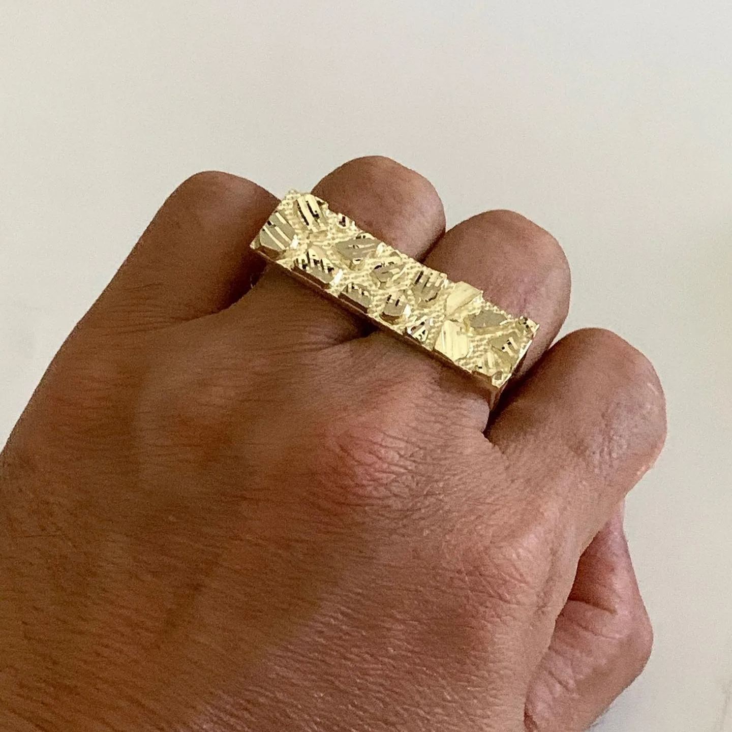 Gold Plated Nugget Classic Simple Two Double Finger Ring for Men Women