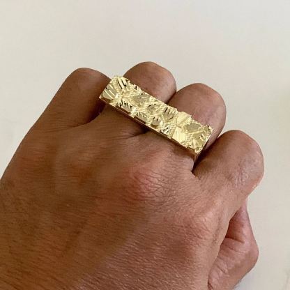 Gold Plated Nugget Classic Simple Two Double Finger Ring for Men Women