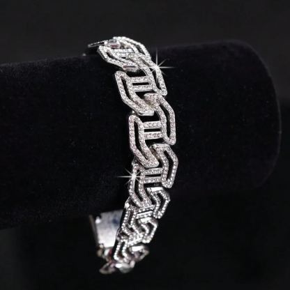 Diamond Cut Square Lock Chain Alloy Bracelet