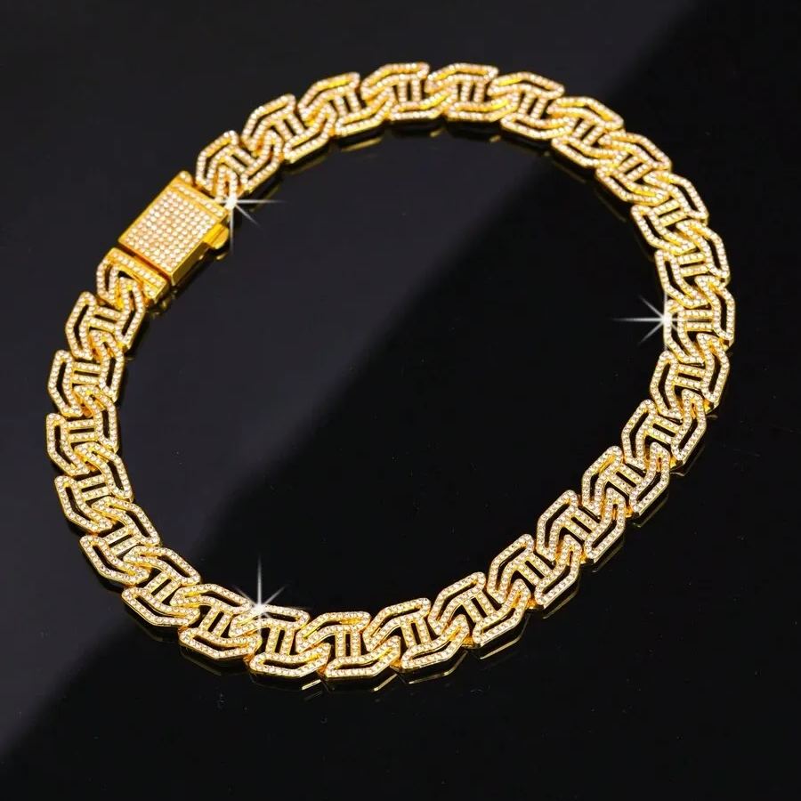 [Copy]Diamond Iced Out Infinity Cross Evil Eye Cuban Link Bracelet