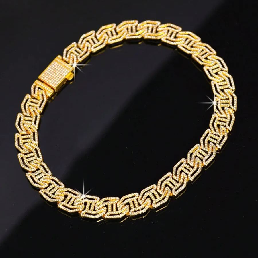 [Copy]Diamond Iced Out Infinity Cross Evil Eye Cuban Link Bracelet