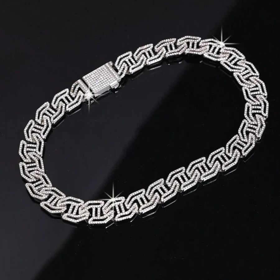 [Copy]Diamond Iced Out Infinity Cross Evil Eye Cuban Link Bracelet