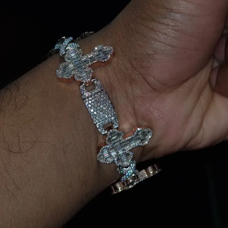 [Copy]Diamond Heart Tennis Chain White Gold Rose Gold Hip Hop Tennis Bracelet