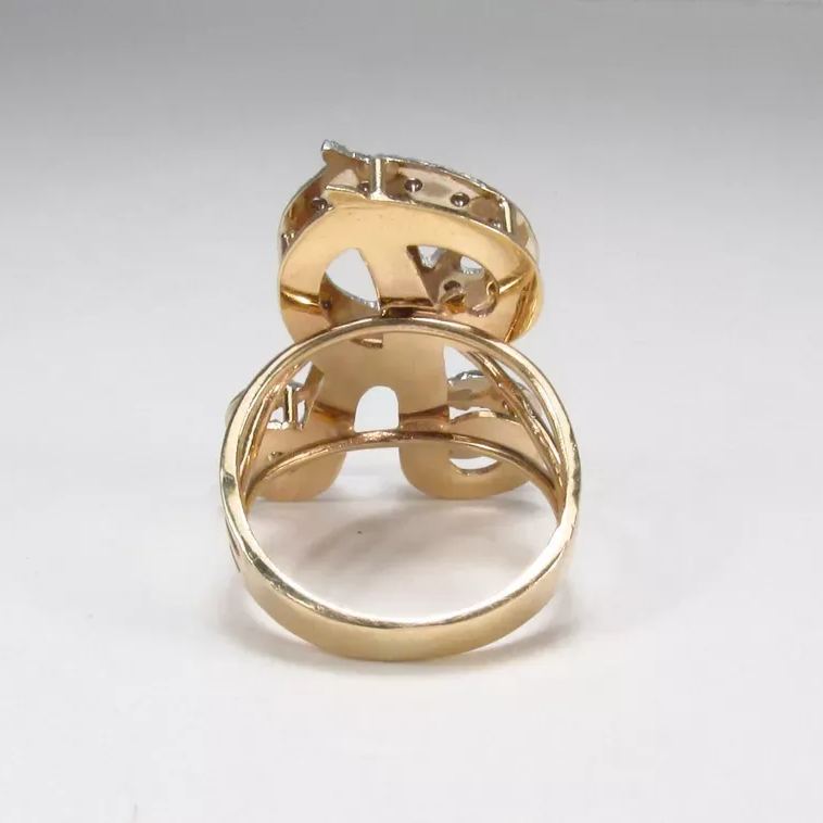 Personalized Custom Zircon Cursive Initial Letter Ring