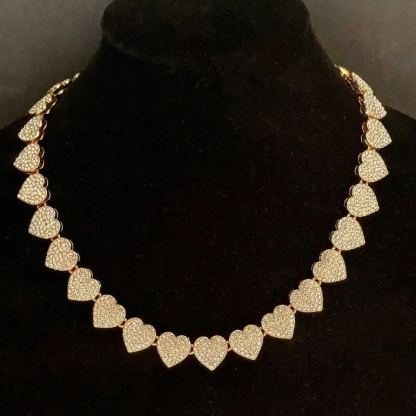 [Copy]Glamorous Black Heart Necklace Twist Chain Gold Plated Necklace 