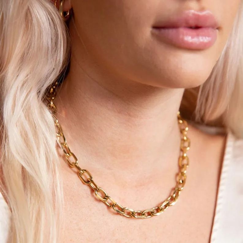 [Copy]Geometric Statement Necklace Gold Plated Necklace