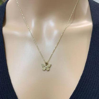 [Copy]Butterfly Necklace Lock Chain Gold Plated Birthstone Necklace