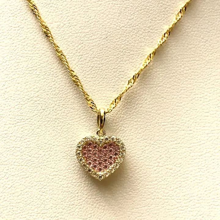 [Copy]Gold Plated Bens Necklace Pink Zircon Necklace