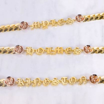 [Copy]Cuban Chain Heart Pendant Custom Initial Necklace