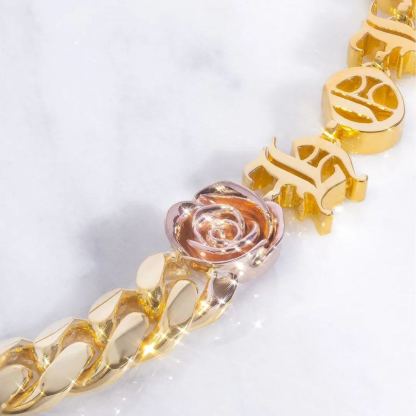 [Copy]Cuban Chain Heart Pendant Custom Initial Necklace