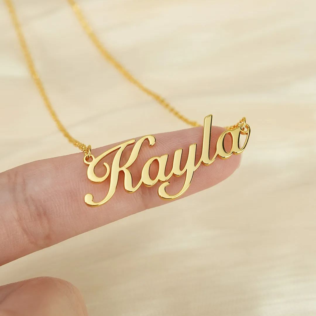 Nameplate Pendant Personalized Custom Gold Plated Name Necklace
