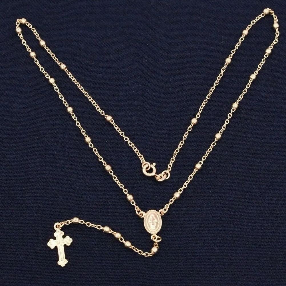 [Copy]Gold Filled Rosary Cross Necklace Religious Jewelry