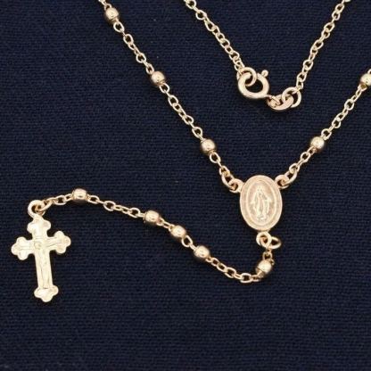 [Copy]Gold Filled Rosary Cross Necklace Religious Jewelry