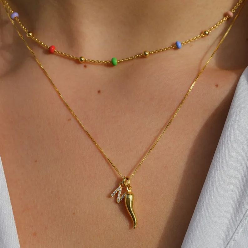 [Copy]Tricolor And White Gold Braided Herringbone Chain Necklace