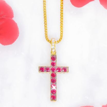 [Copy]Tennis Chain Zircon Cross Necklace Christian Jewelry
