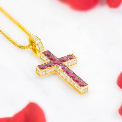 [Copy]Tennis Chain Zircon Cross Necklace Christian Jewelry