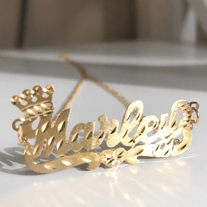 [Copy]Frosted Butterfly Bling Nameplated Peronalized Name Necklace