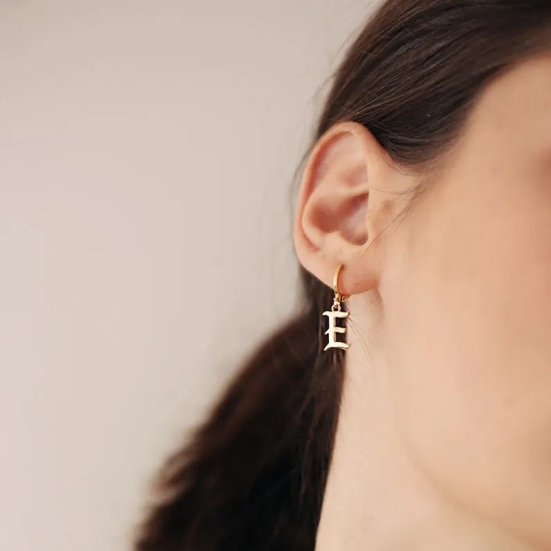 [Copy]Custom Hollow Nameplate With Heart & Star Dangle Earrings 
