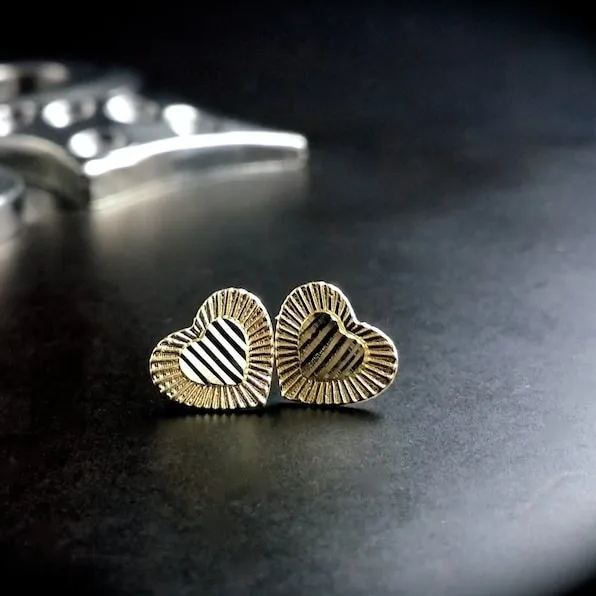 [Copy]Puff Heart Earring Gold Plated Stud Earrings