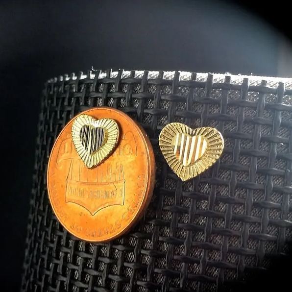 [Copy]Puff Heart Earring Gold Plated Stud Earrings