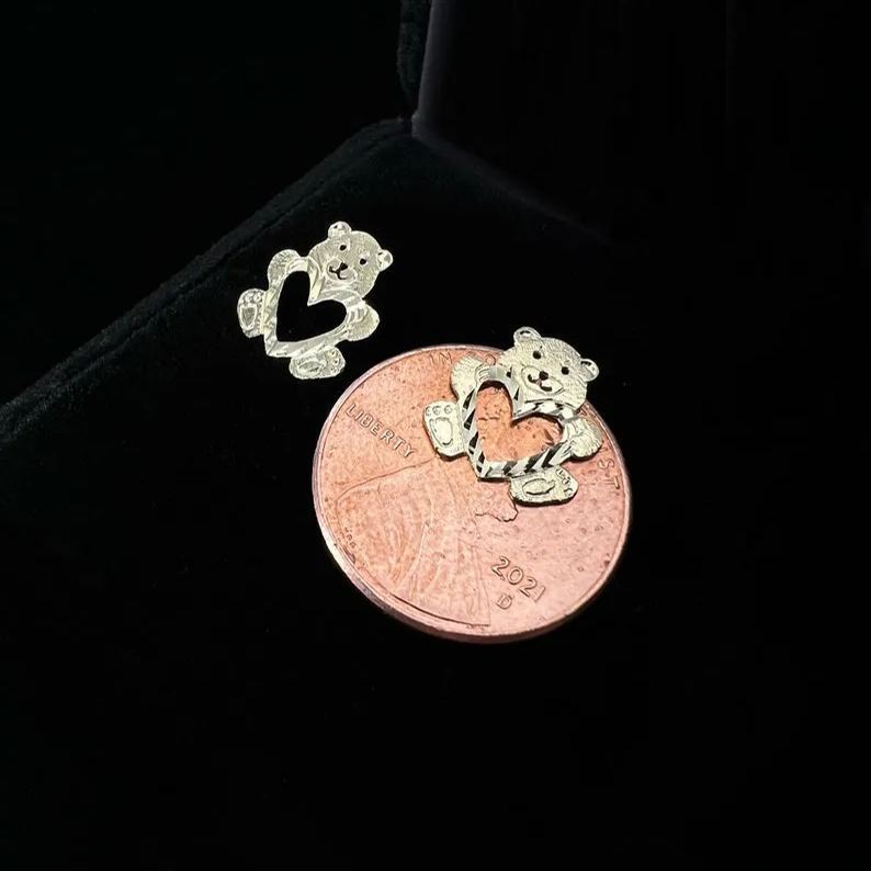 [Copy]Diamond Cut Heart Earring Gold Plated Stud Earrings