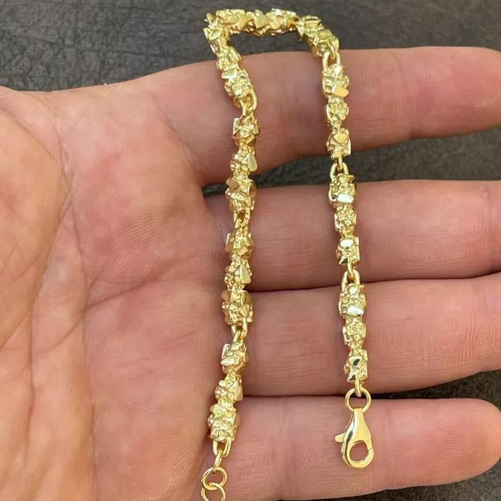 Nugget Style Bracelet Gold Plated Mens Bracelet