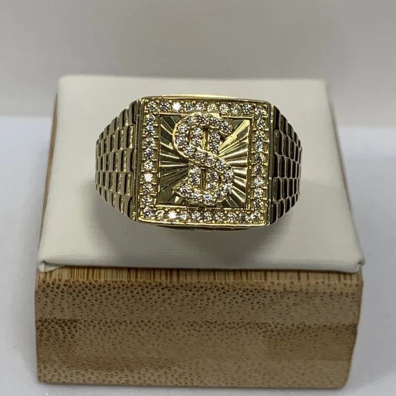 [Copy]Shiny Square Nugget Ring Custom Engraved Ring