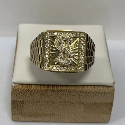 [Copy]Shiny Square Nugget Ring Custom Engraved Ring