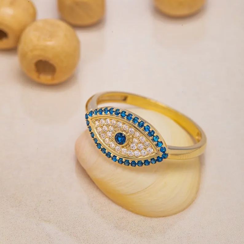 [Copy]Evil Eye Ring Personalized Engraved Ring With Birthstone