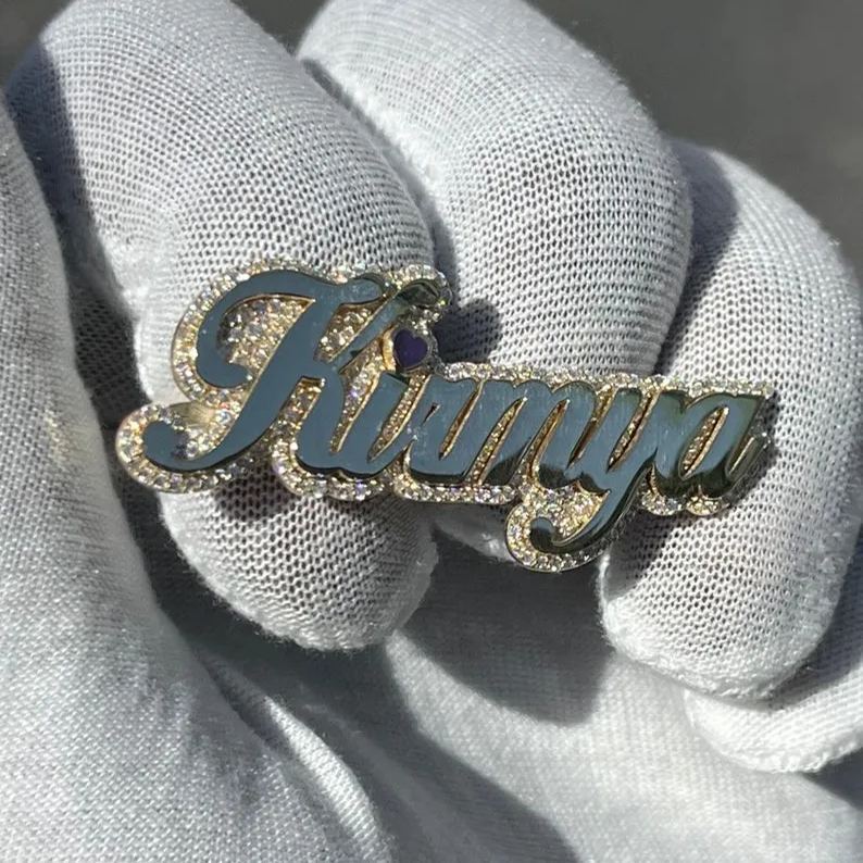 [Copy]Two Tone Personalized Double Layer Name Ring Two Finger Ring 
