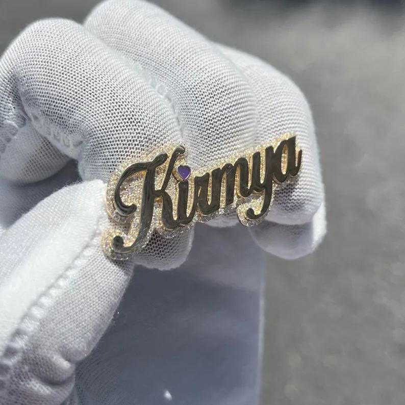 [Copy]Two Tone Personalized Double Layer Name Ring Two Finger Ring 