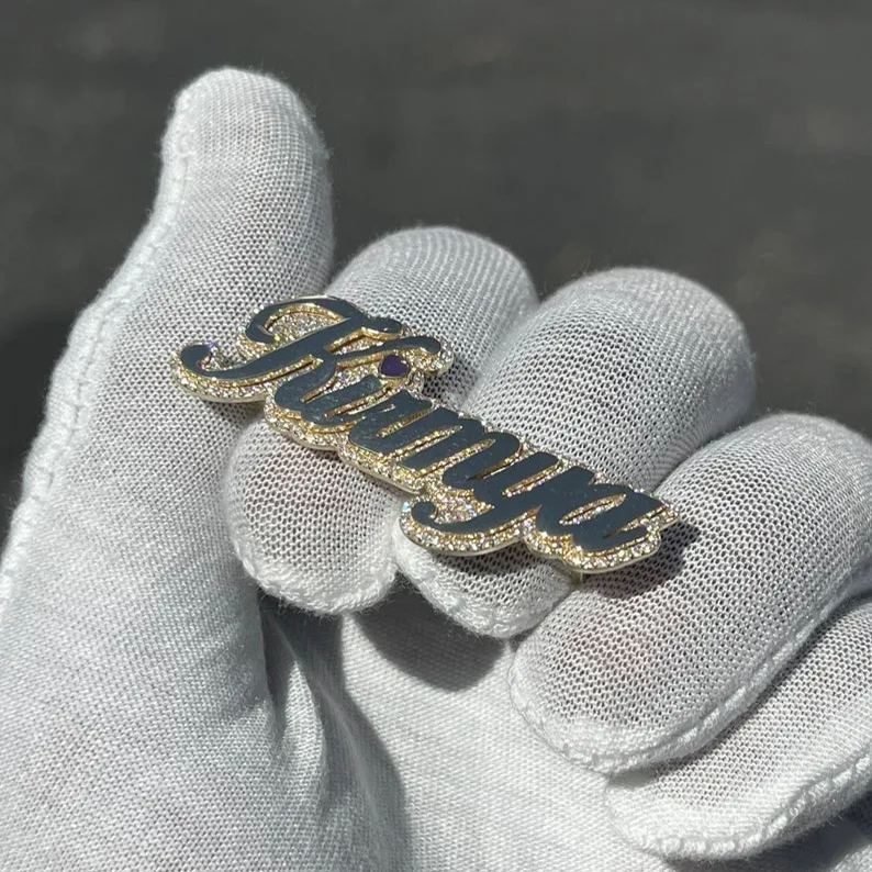 [Copy]Two Tone Personalized Double Layer Name Ring Two Finger Ring 