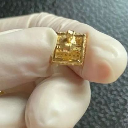 Iced Out Bling Diamond Square Earrings Push Back Earrings 