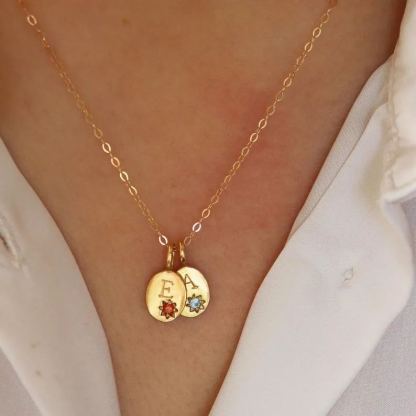 Birthstone initial necklace