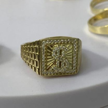 Dollar Sign Money Ring Watch Band Style Zirconia Ring