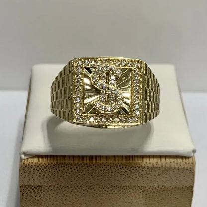 Dollar Sign Money Ring Watch Band Style Zirconia Ring