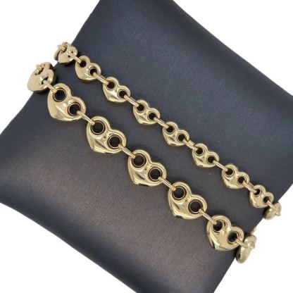 Puffed Heart Mariner Link Chain Necklace