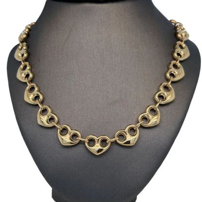Puffed Heart Mariner Link Chain Necklace