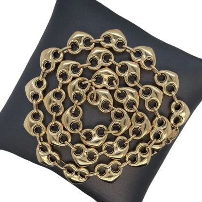 Puffed Heart Mariner Link Chain Necklace