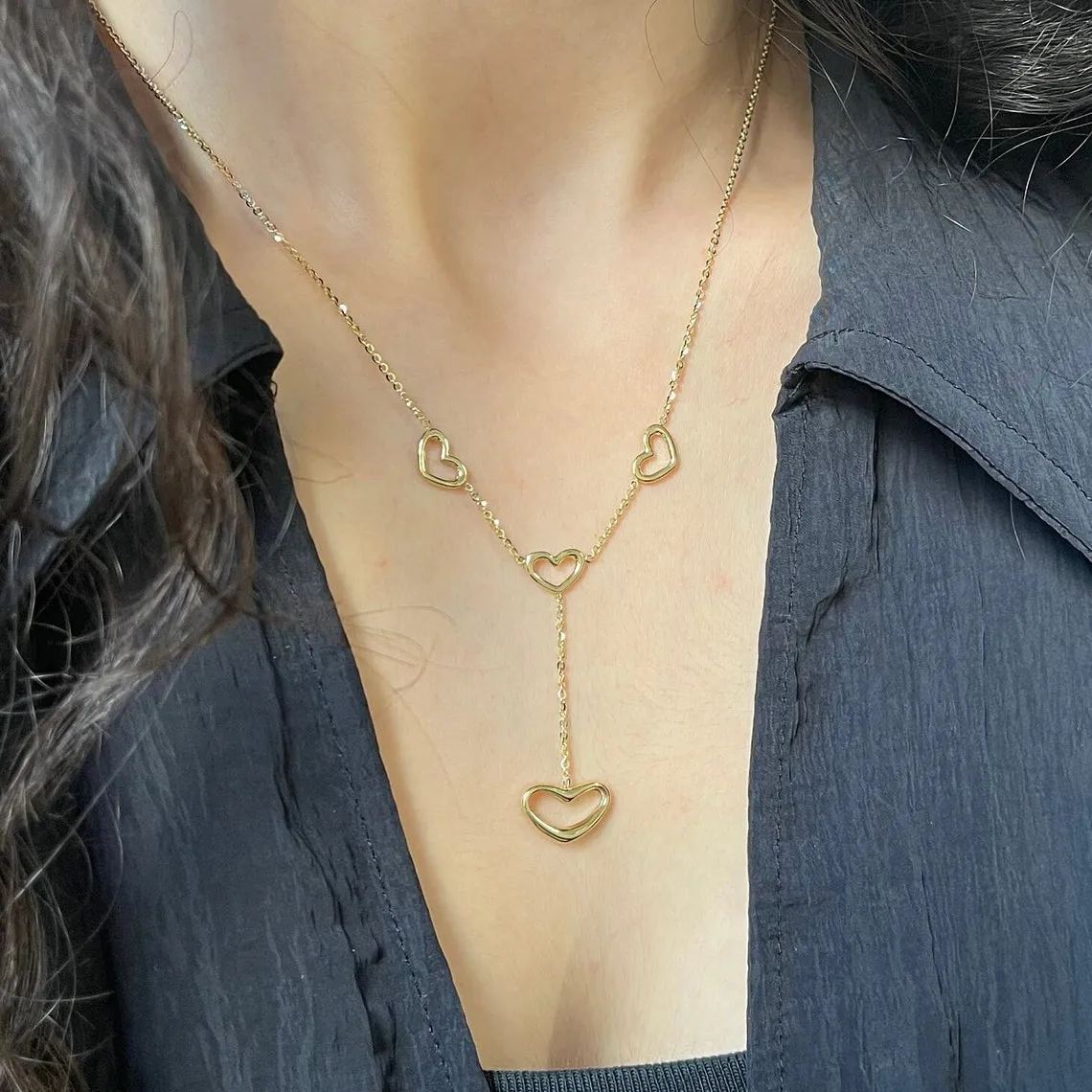 [Copy]Puffed Heart Mariner Link Chain Necklace