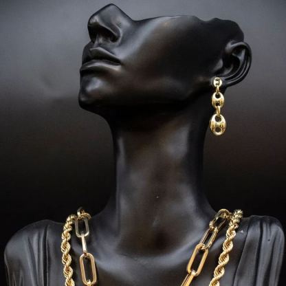 [Copy]Puffed Mariner Stud Earrings Earrings Gold Plated Earrings