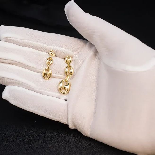 [Copy]Puffed Mariner Stud Earrings Earrings Gold Plated Earrings