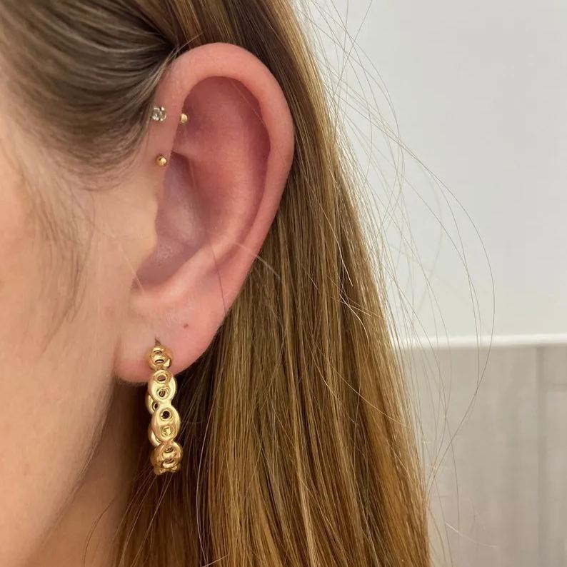 [Copy]Double Tennis Rack Stud Earrings Gold Plated Earrings