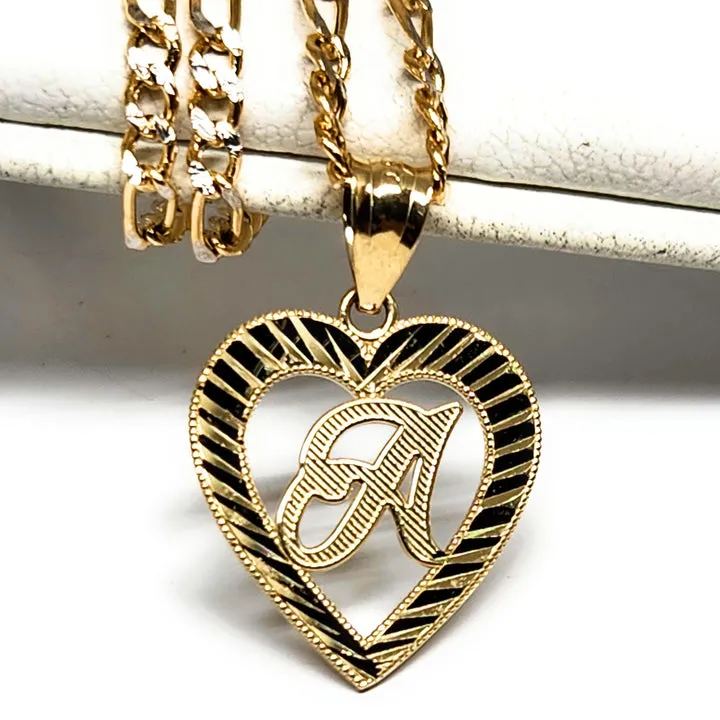 [Copy]Rose Heart Charm Pendant Custom Initial Necklace