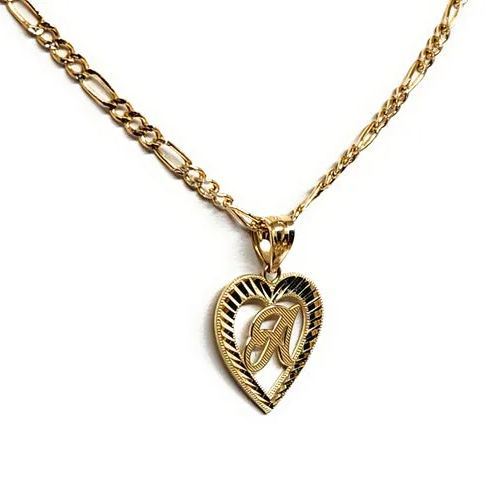 [Copy]Rose Heart Charm Pendant Custom Initial Necklace