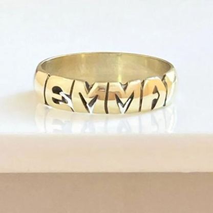 [Copy]Personalized Heart with Rose Initial Ring Custom Letter Ring