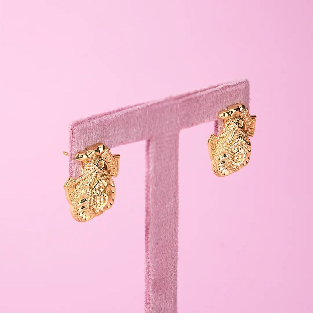 Money Bag Stud Earrings Gold Plated Earrings