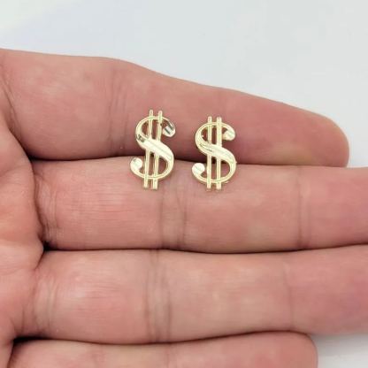 Dollar Sigan Earrings Money Symbol Gold Plated Stud Earrings